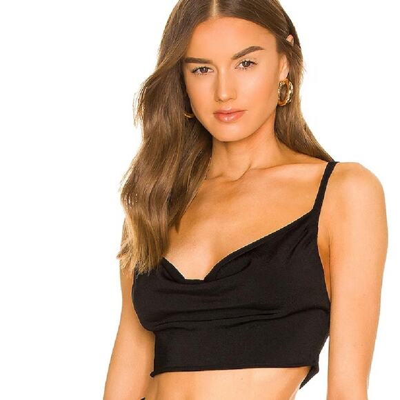 Michael Costello x Revolve Alessa Black Crop Top Size M - Picture 1 of 8